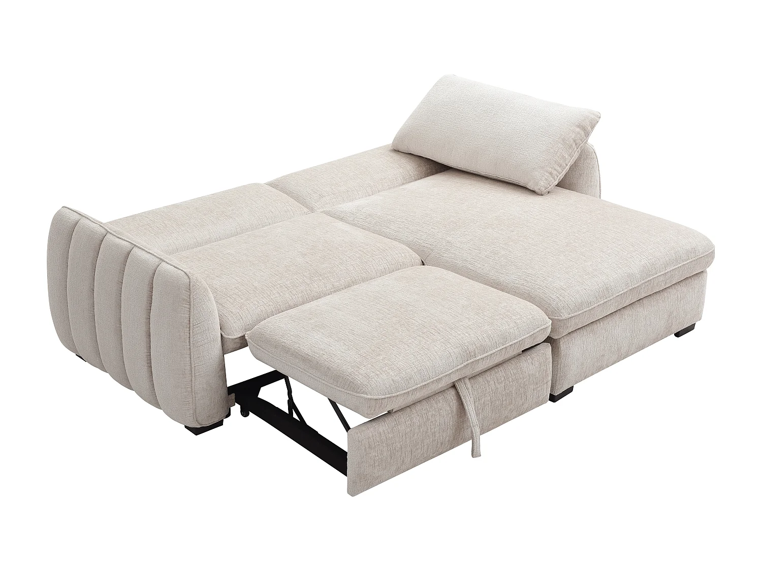 Canapé d'angle convertible et réversible en tissu chiné beige MONAVI