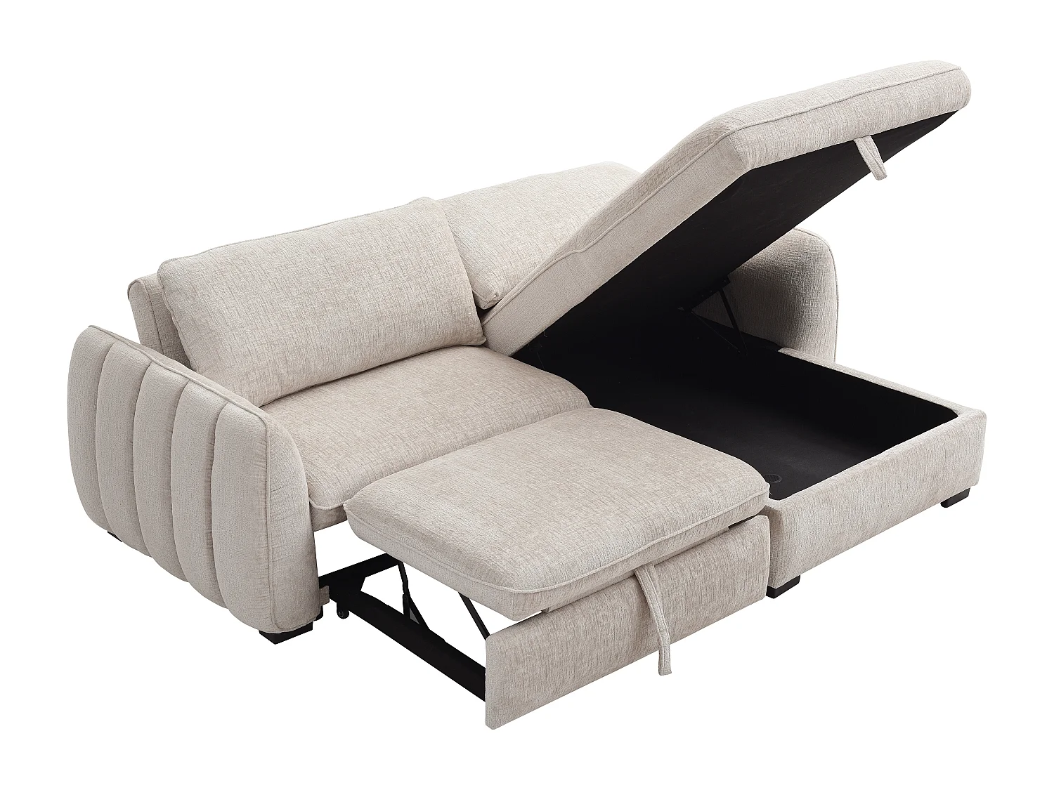 Canapé d'angle convertible et réversible en tissu chiné beige MONAVI