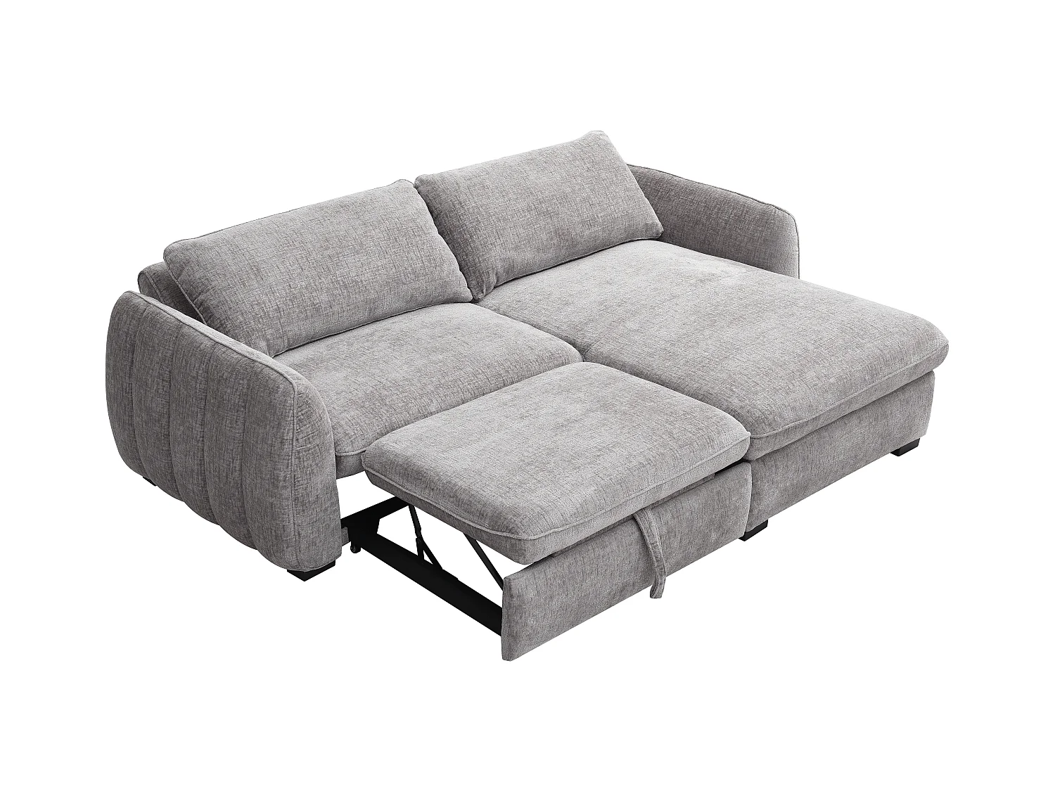 Vendbar hjørnesofa som kan gjøres om til seng, i grått melert stoff MONAVI