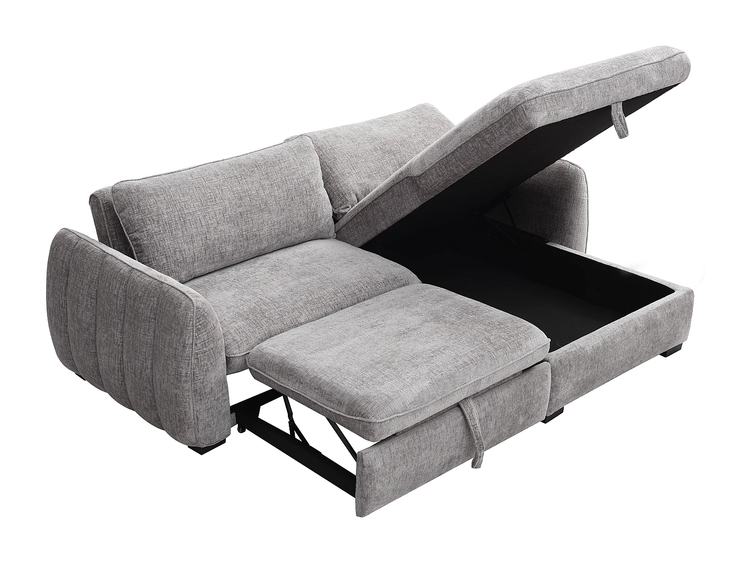 Canapé d'angle convertible et réversible en tissu chiné gris MONAVI