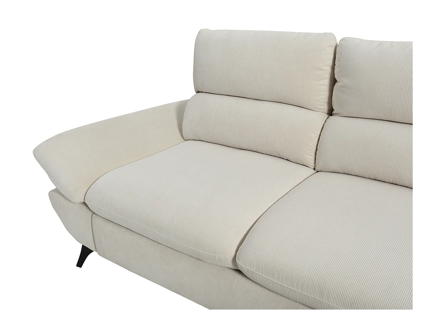 Canapé d'angle droit convertible dossier avance-recule en velours côtelé beige LIORI