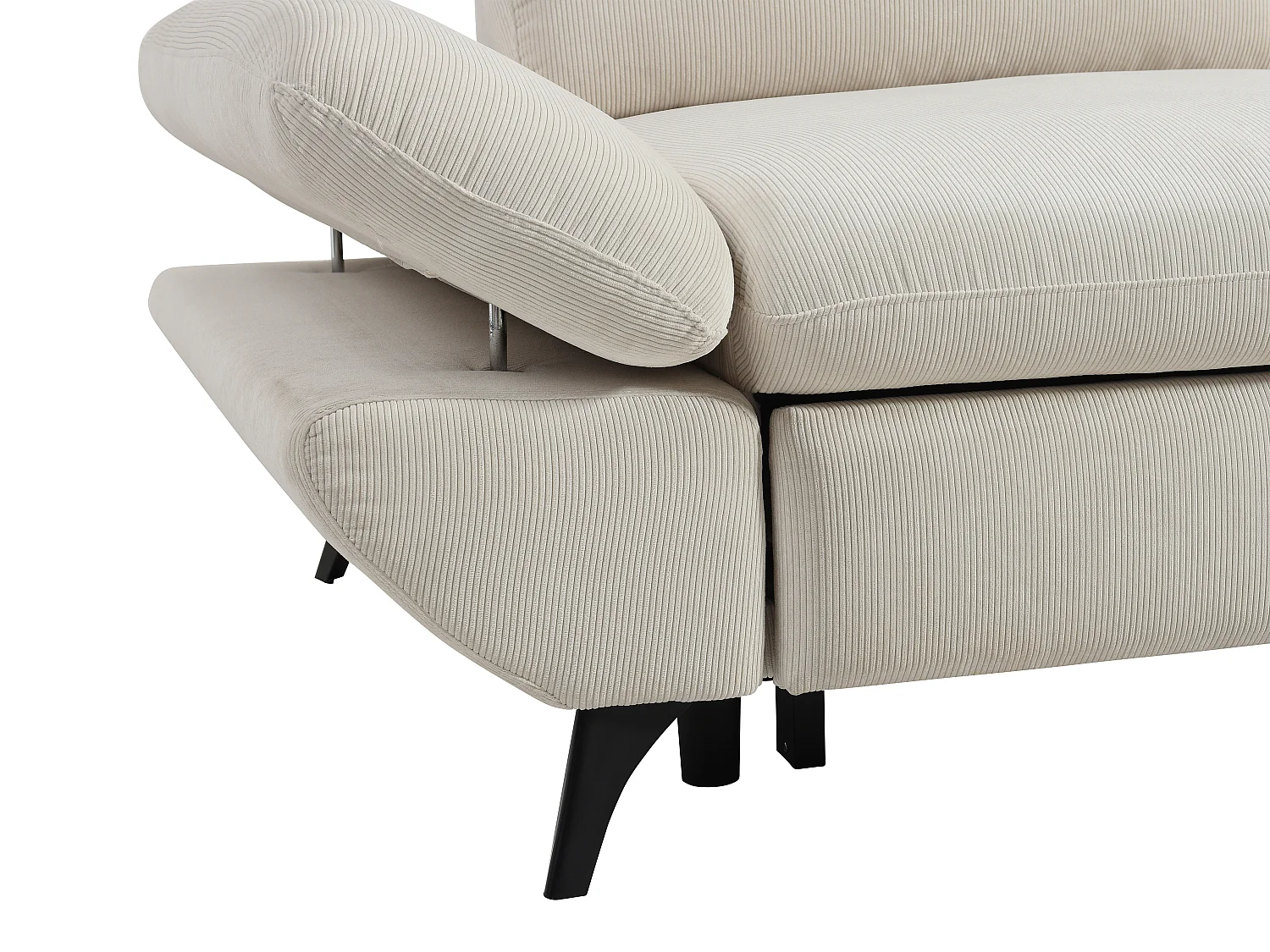 Canapé d'angle droit convertible dossier avance-recule en velours côtelé beige LIORI