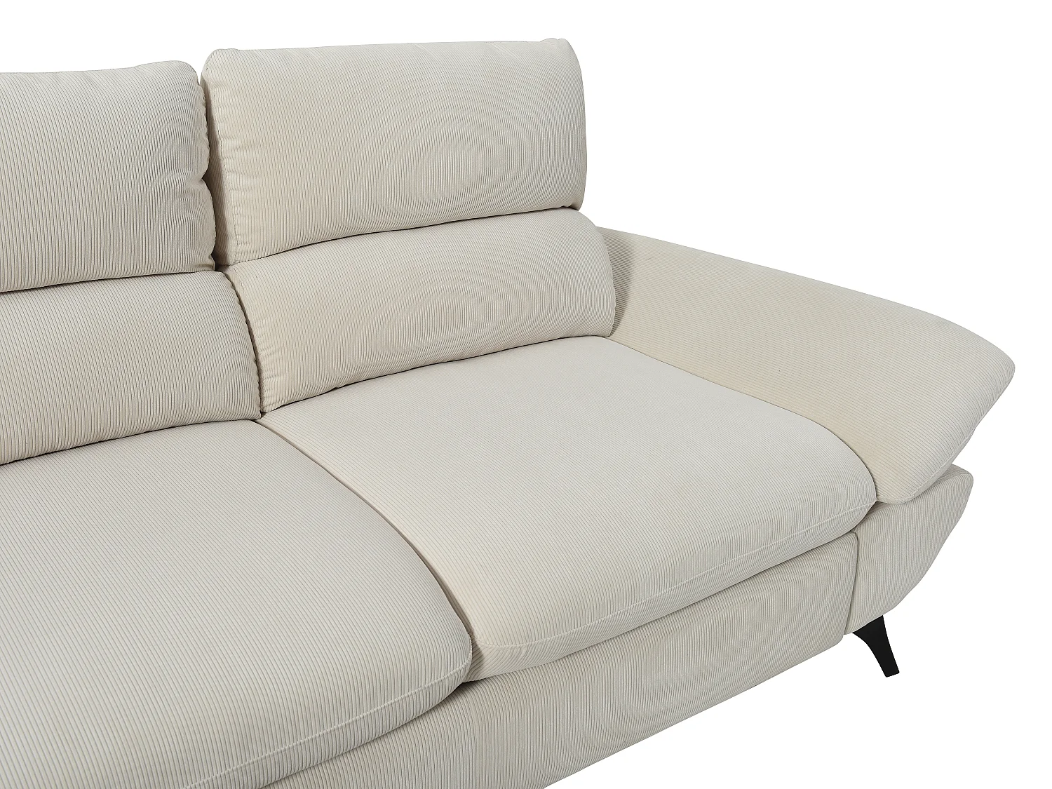 Canapé d'angle gauche convertible dossier avance-recule en velours côtelé beige LIORI