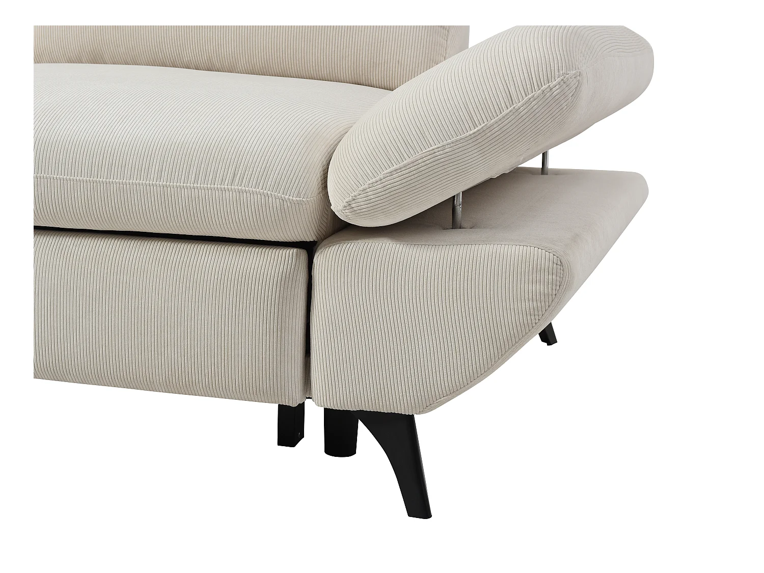 Venstre hjørnesofa med regulerbar rygg i beige kordfløyel LIORI