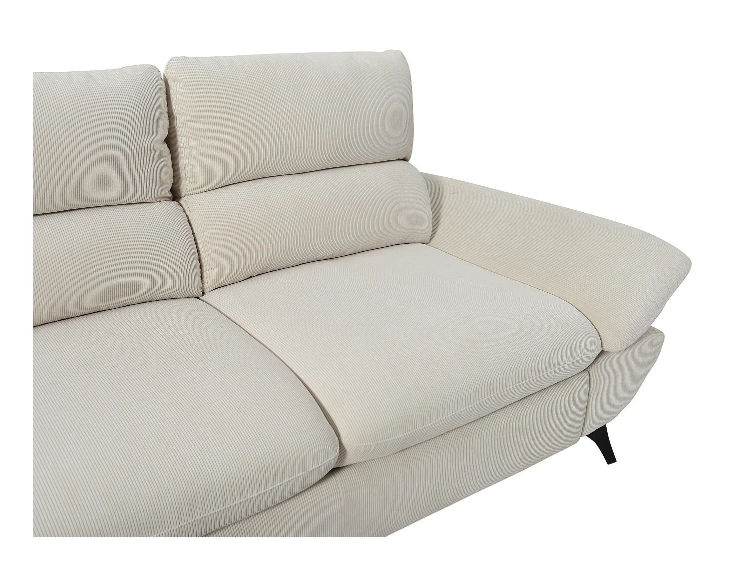 Venstre hjørnesofa med regulerbar rygg i beige kordfløyel LIORI