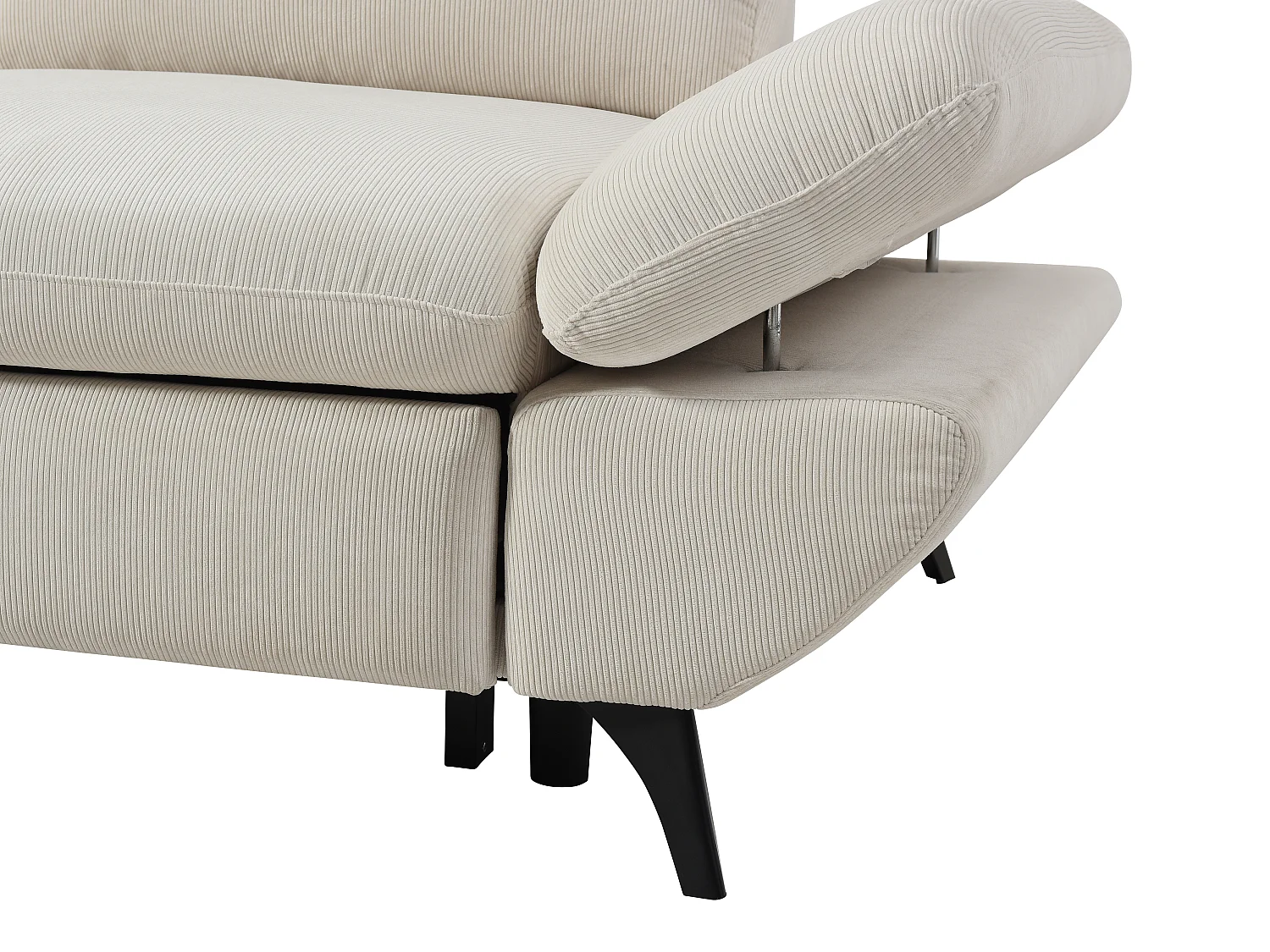 Canapé d'angle gauche convertible dossier avance-recule en velours côtelé beige LIORI