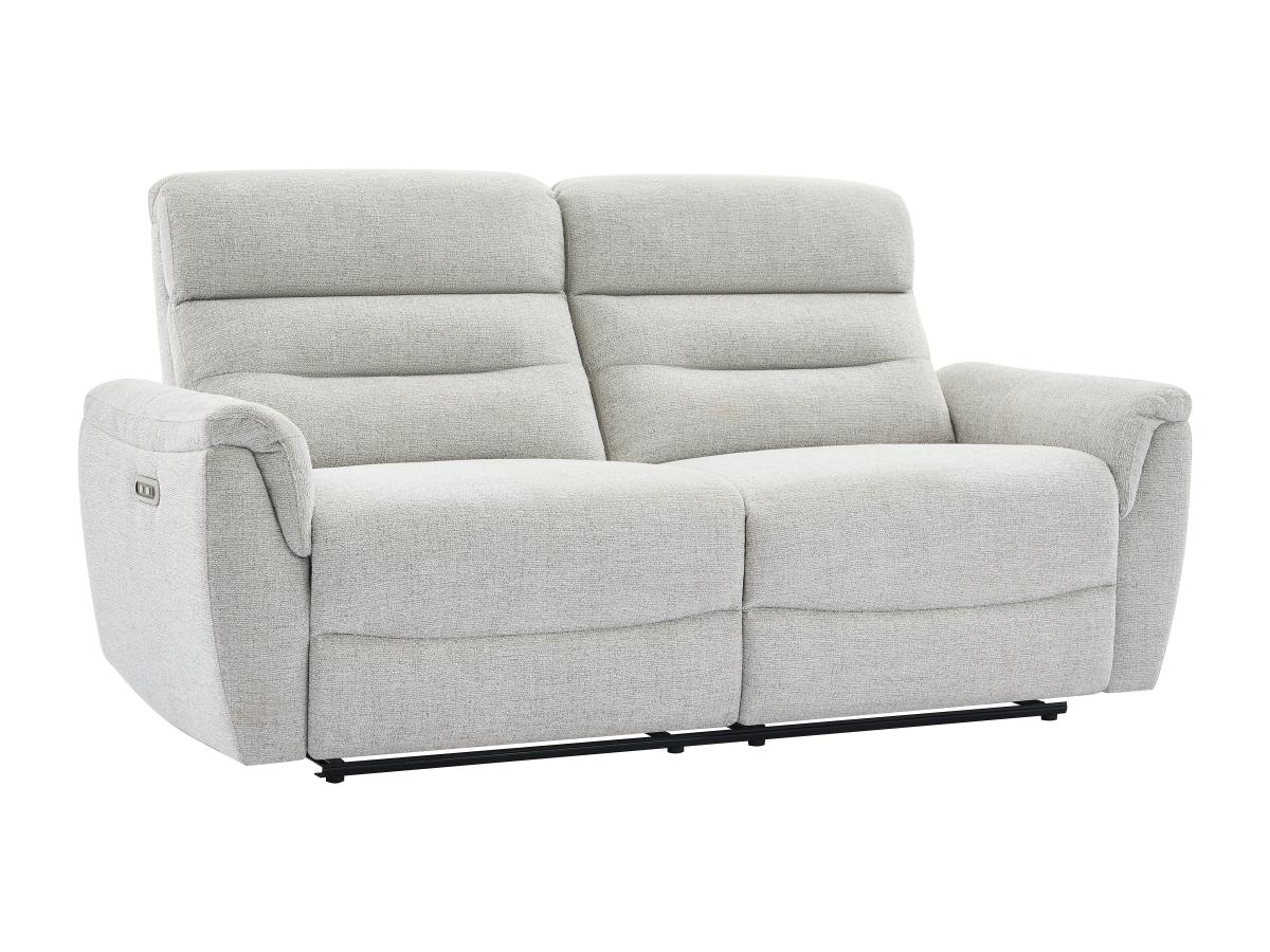 3-Sitzer Elektrischer Relax-Sofa aus hellgrauem Strukturstof BREVIO günstig online kaufen