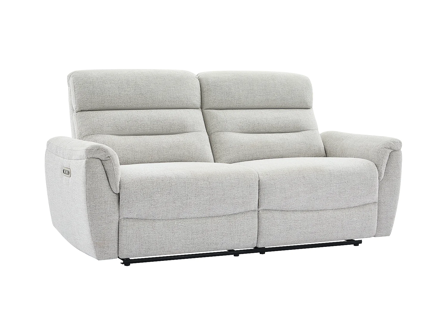 Canapé 3 places relax électrique en tissu texturé gris clair BREVIO