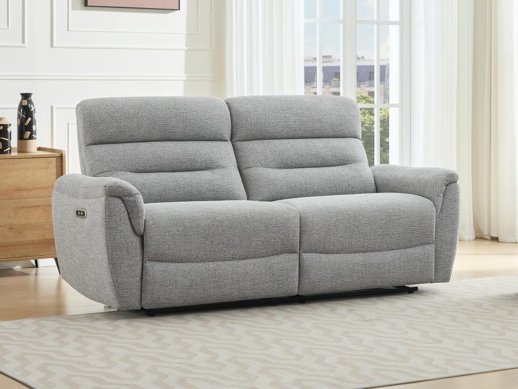 3-Sitzer Elektrisches Relax-Sofa aus grauem Strukturstoff BREVIO günstig online kaufen