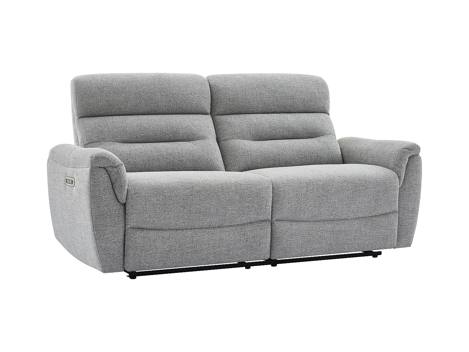 Canapé 3 places relax électrique en tissu texturé gris BREVIO