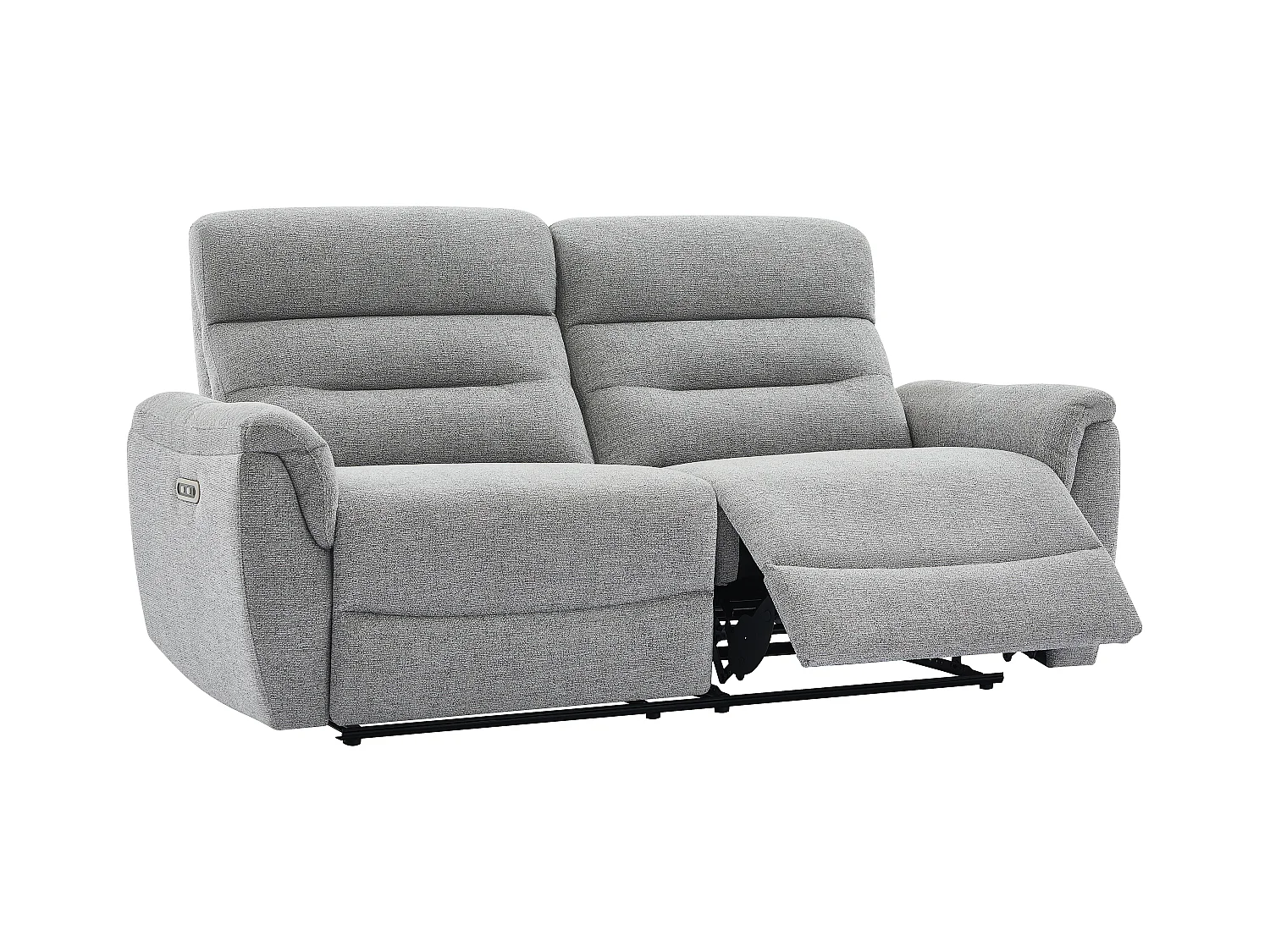 Canapé 3 places relax électrique en tissu texturé gris BREVIO
