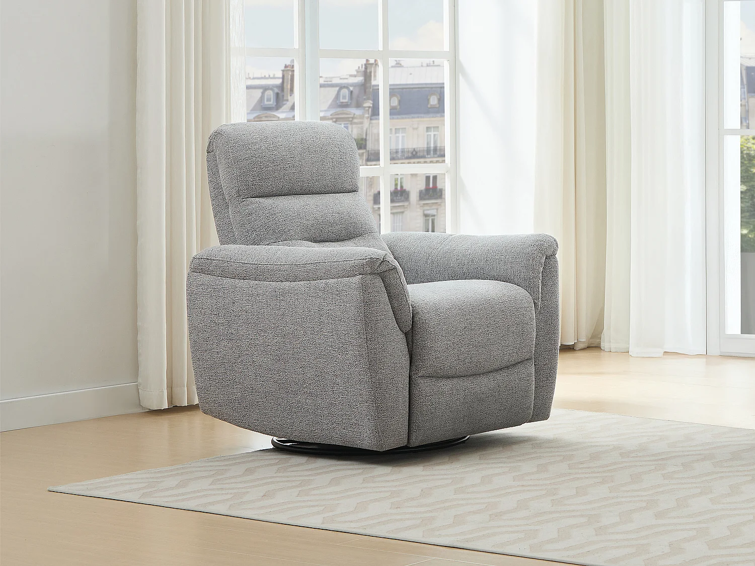 Fauteuil relax électrique en tissu texturé gris BREVIO