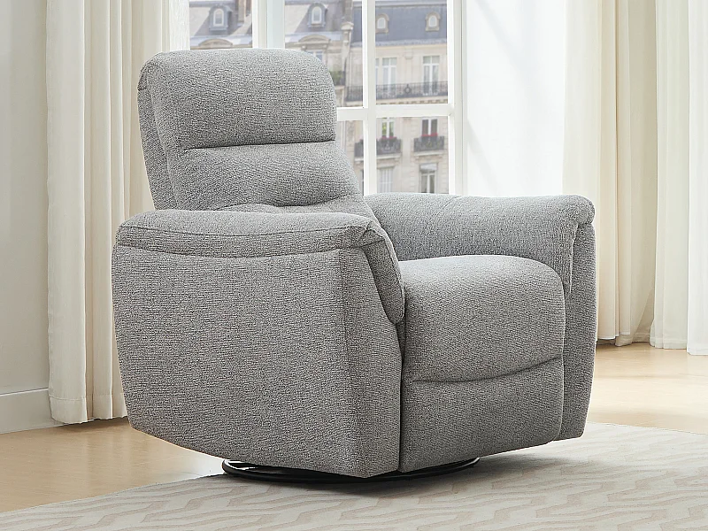 Sillón relax eléctrico de tejido texturizado gris BREVIO