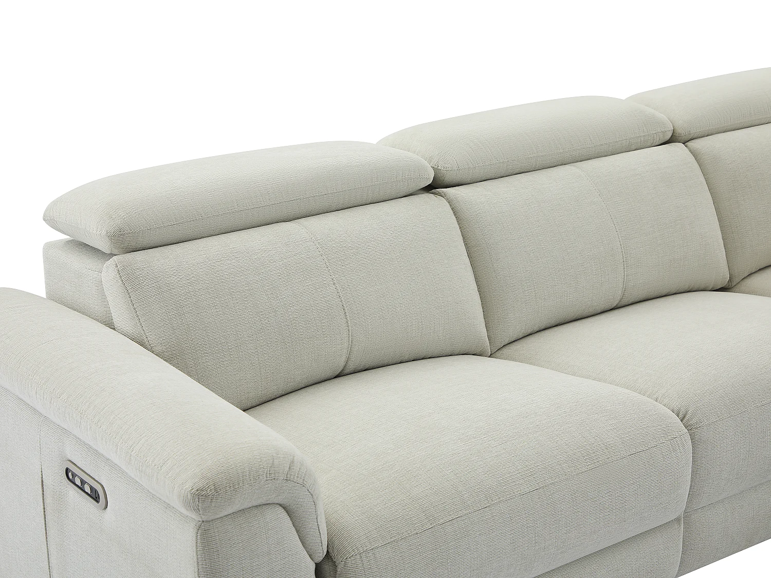 Canapé d'angle droit relax électrique en tissu beige MAKORO