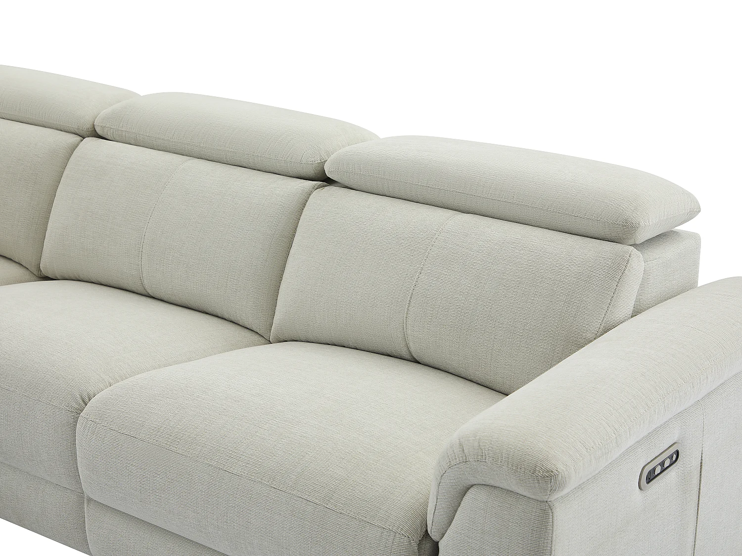 Canapé d'angle gauche relax électrique en tissu beige MAKORO