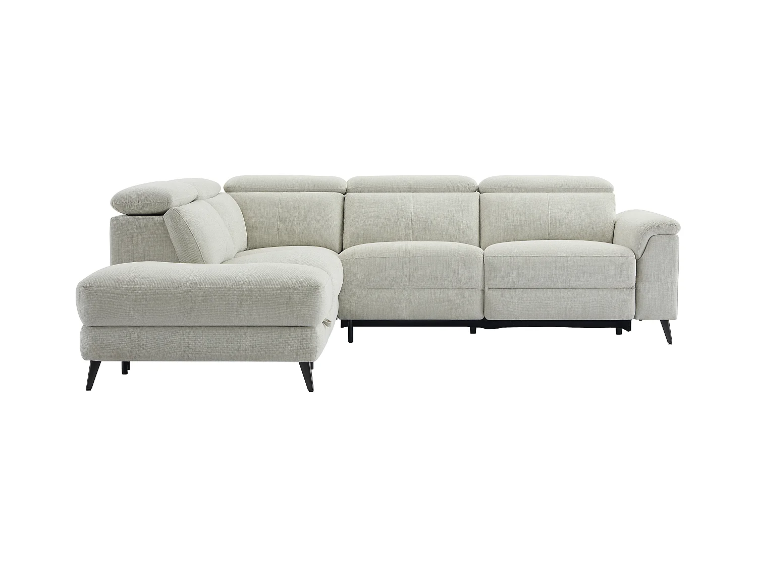 Canapé d'angle gauche relax électrique en tissu beige MAKORO