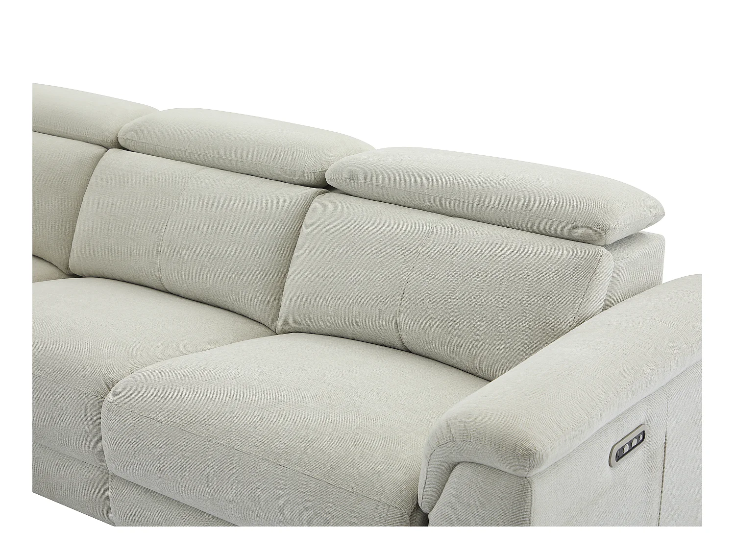 Canapé d'angle gauche relax électrique en tissu beige MAKORO