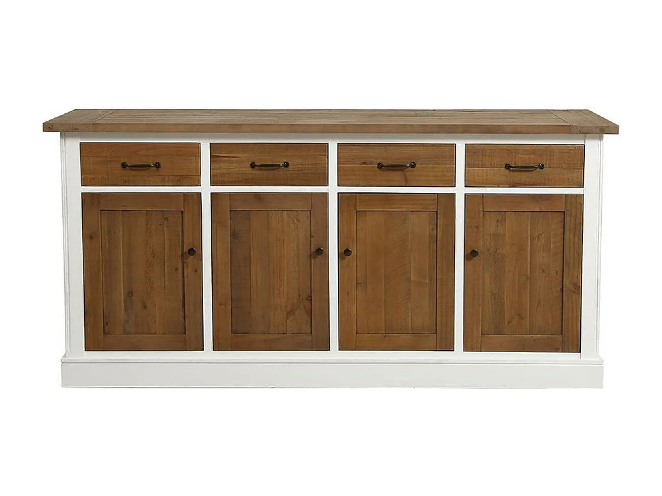 Buffet bas 4 portes Bois Blanc - Rivages Interior's