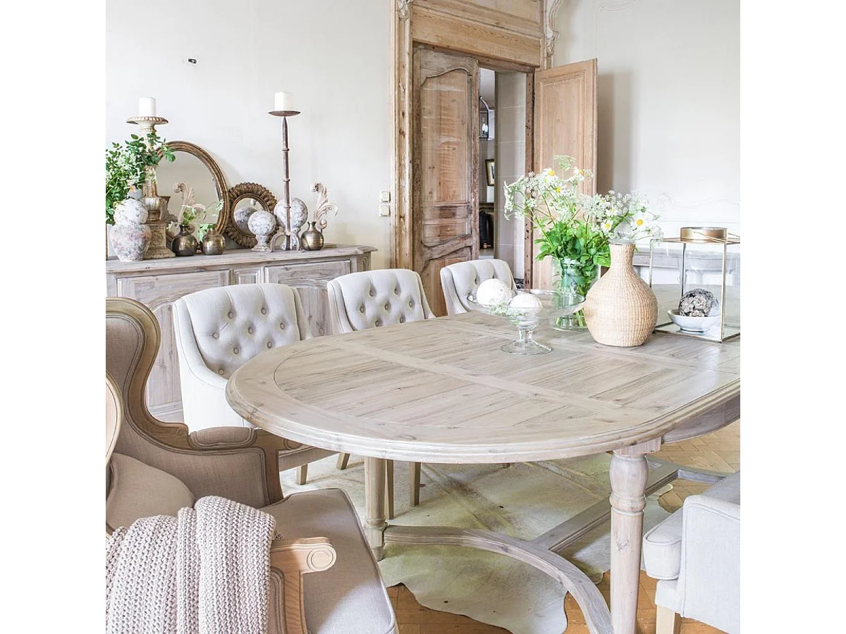 Table ovale extensible 10/14 personnes Bois Marron - Chenonceau Interior's