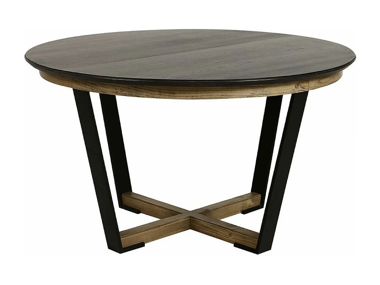 Table ronde 2 allonges Bois Noir - Lazare Interior's