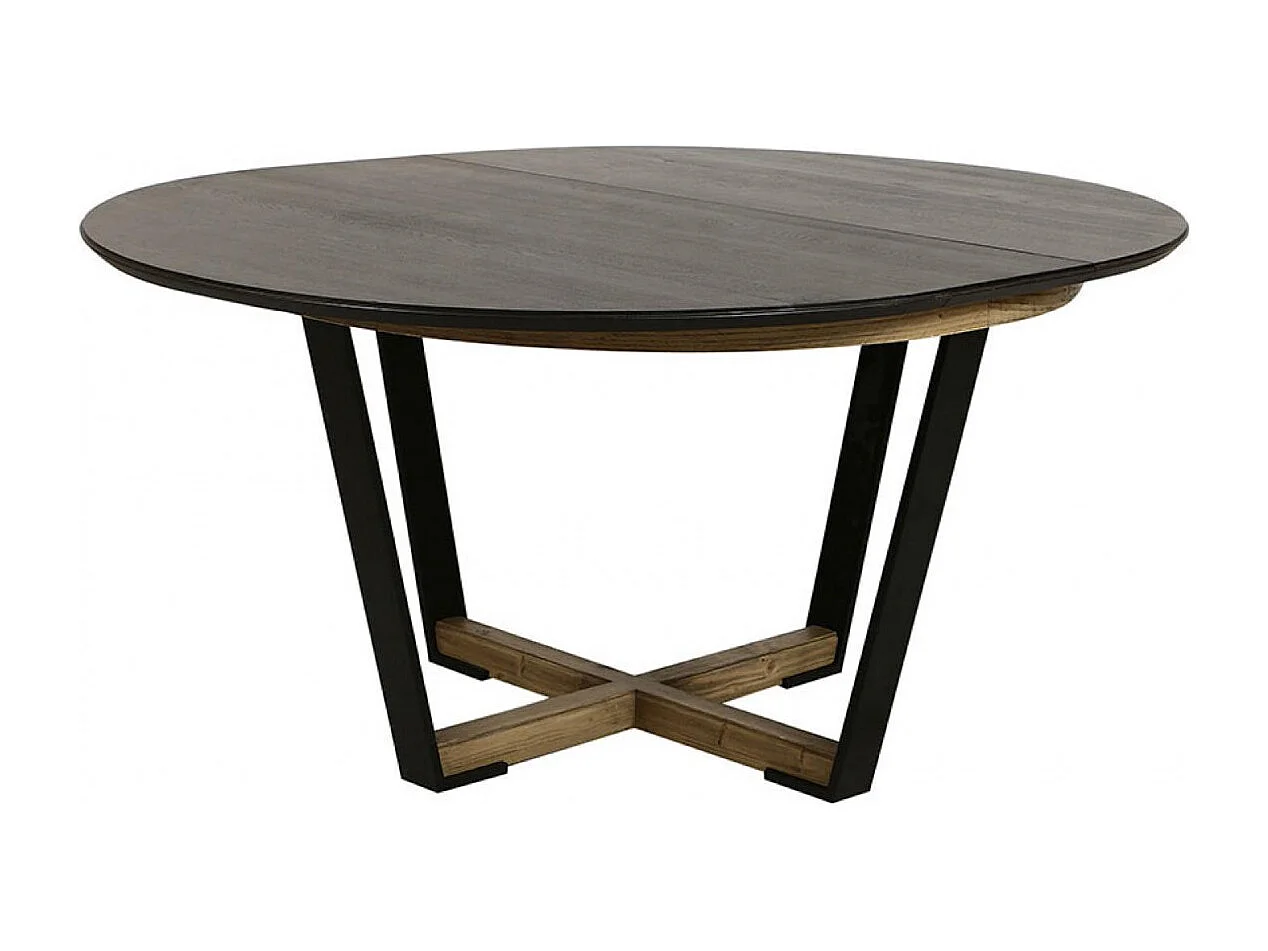 Table ronde 2 allonges Bois Noir - Lazare Interior's