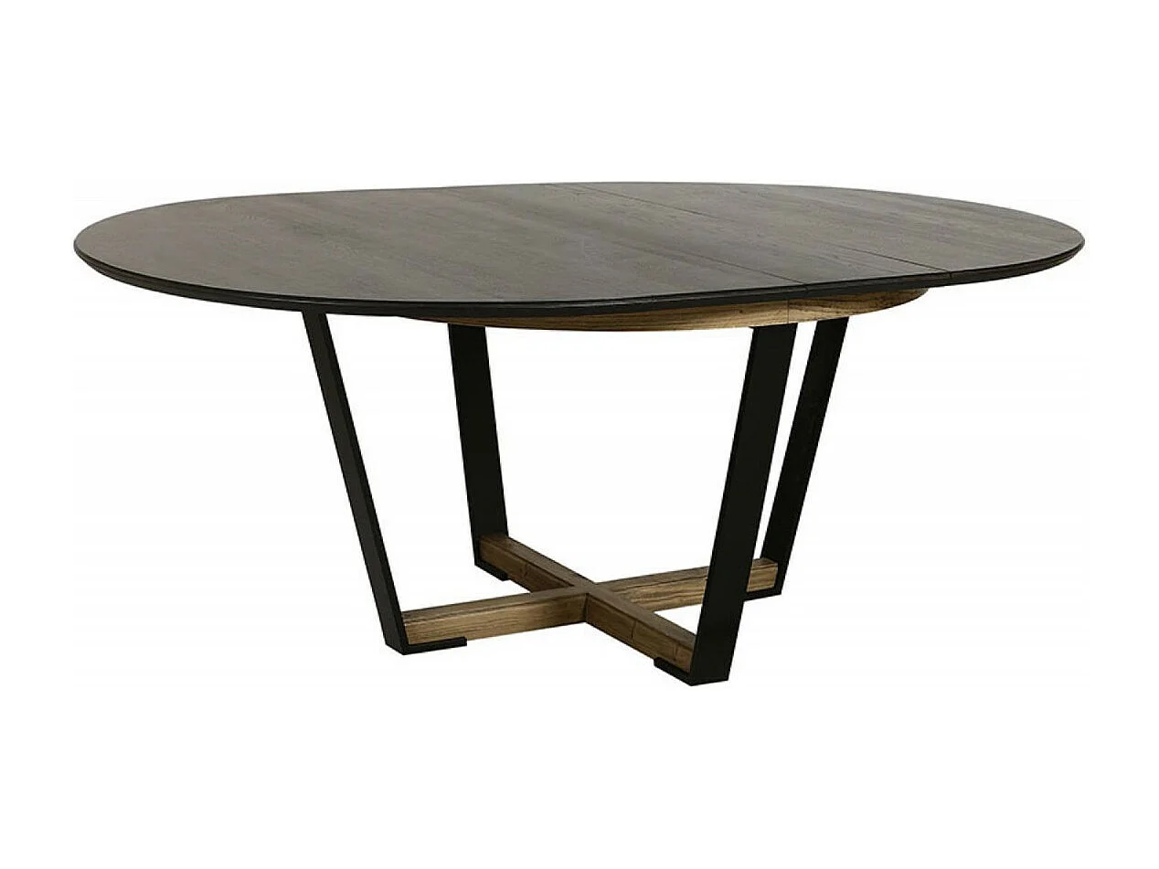 Table ronde 2 allonges Bois Noir - Lazare Interior's