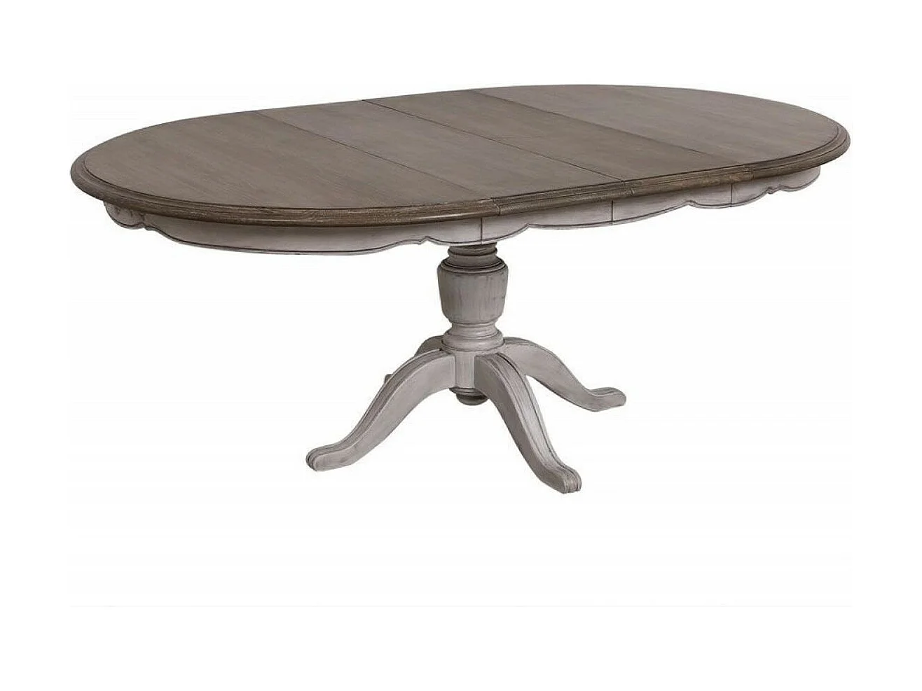 Table ronde extensible pied central Bois Gris - Château Interior's