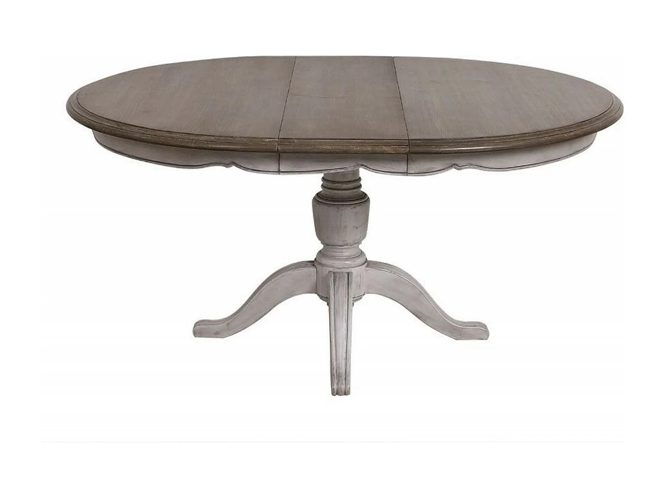 Table ronde extensible pied central Bois Gris - Château Interior's