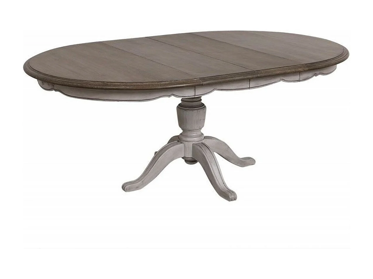 Table ronde extensible pied central Bois Gris - Château Interior's