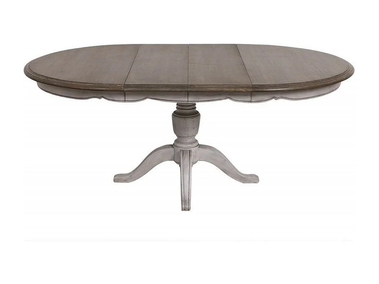 Table ronde extensible pied central Bois Gris - Château Interior's