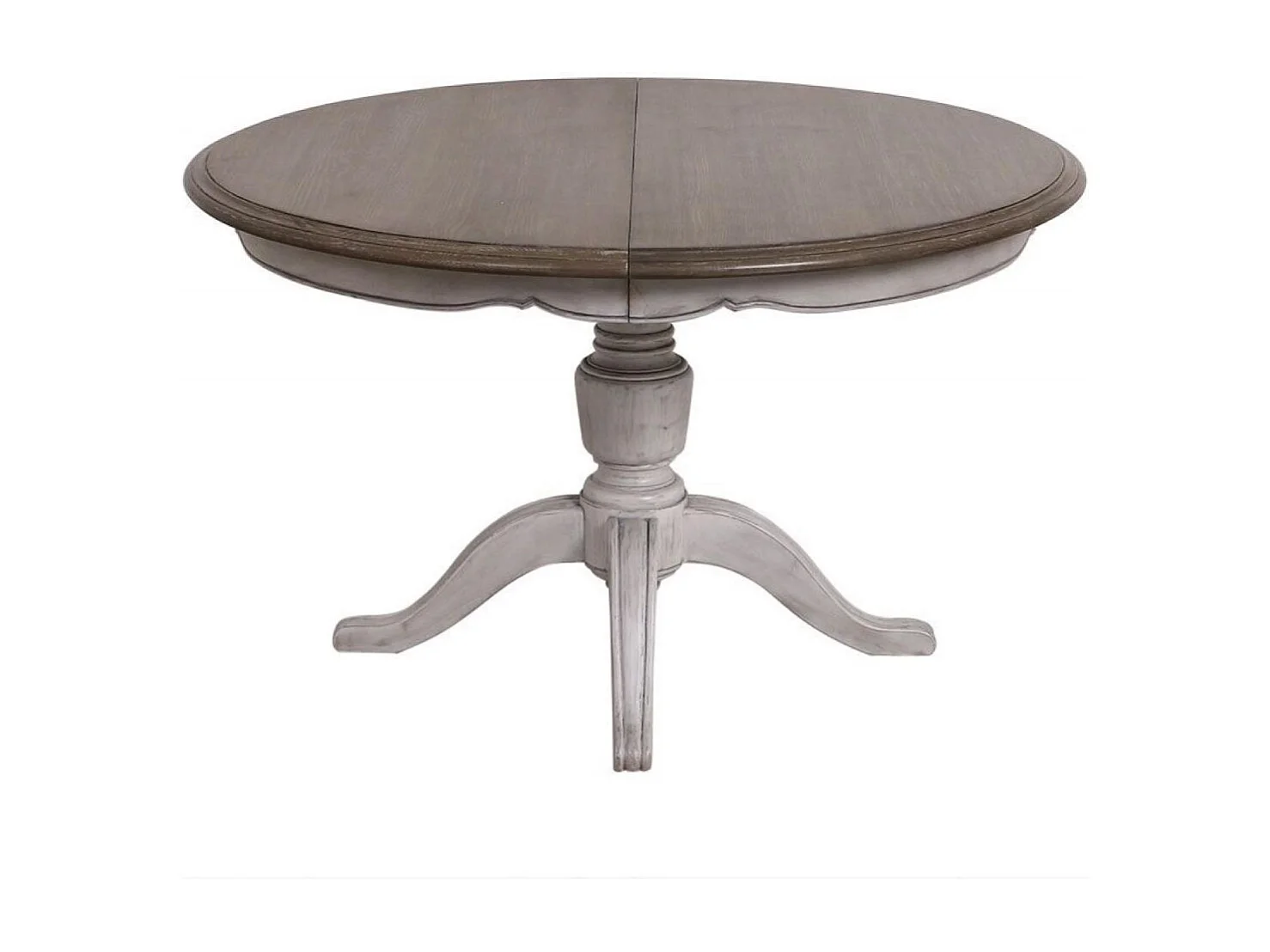 Table ronde extensible pied central Bois Gris - Château Interior's