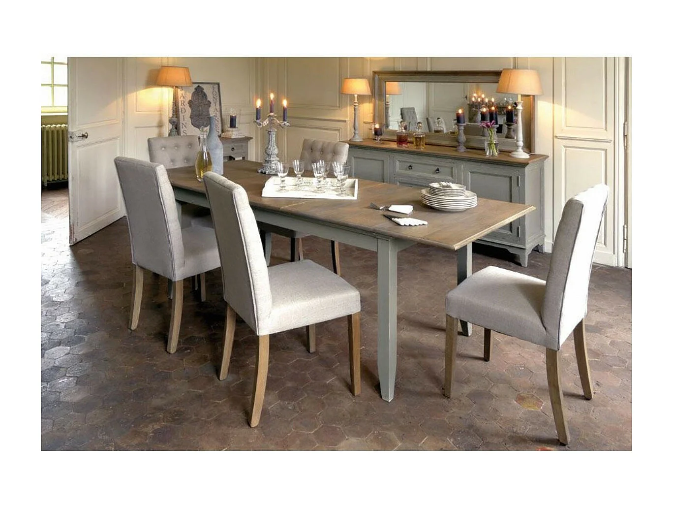 Table rectangulaire extensible Bois Gris - Esquisse Interior's