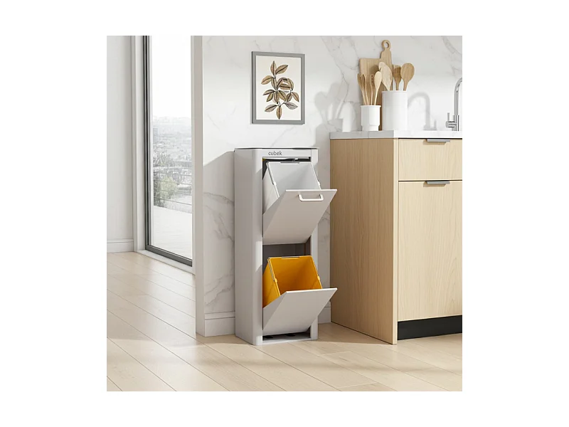 Poubelle cuisine de tri sélectif - 2 compartiments de 20L- CUBEK