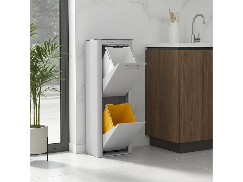Cubo de basura para la cocina - Cubo de reciclaje - 2 compartimentos de 20L - CUBEK