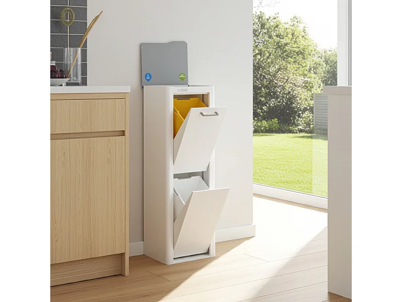 Cubo de basura para la cocina - Cubo de reciclaje - 2 compartimentos de 20L - CUBEK