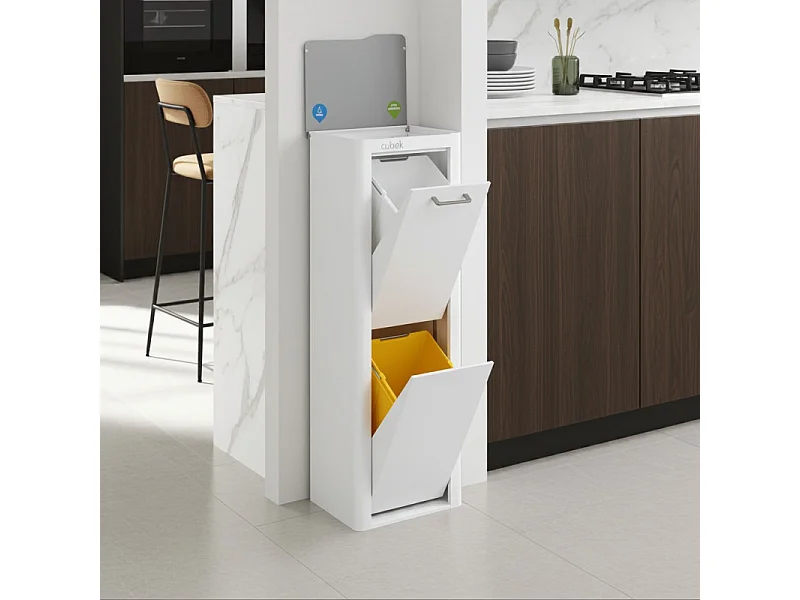 Cubo de basura para la cocina - Cubo de reciclaje - 2 compartimentos de 20L - CUBEK