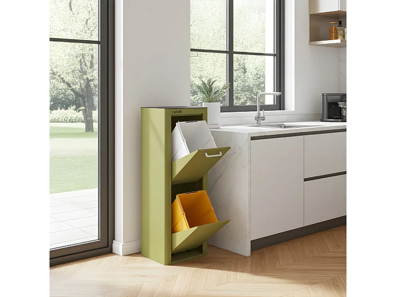 Cubo de basura para la cocina - Cubo de reciclaje - 2 compartimentos de 20L - CUBEK