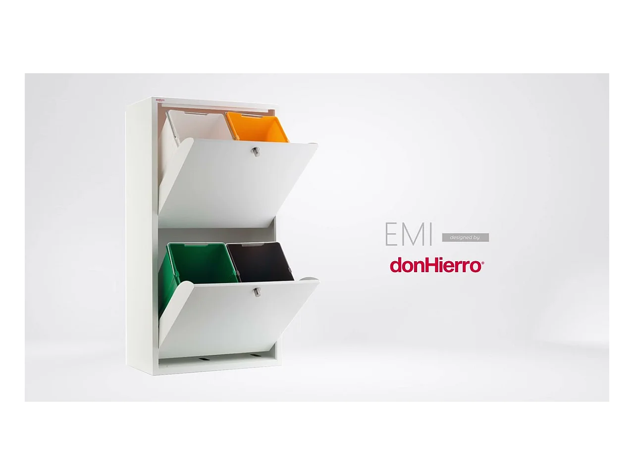 Cubo de basura para la cocina - Cubo de reciclaje - 4 compartimentos de 20L -51,7(ancho)x91,7(alto)x27,3(fondo) cm. - Blanco - EMI