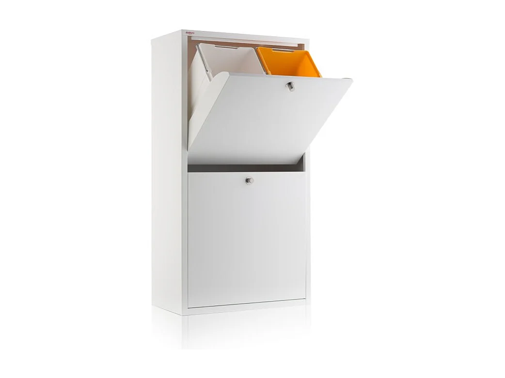 Küchenabfalleimer - Mülltrennungssystem mit 4 Fächern à 20 Litern - Maße: 51,7 cm (B) x 91,7 cm (H) x 27,3 cm (T) - Farbe: Weiß - EMI