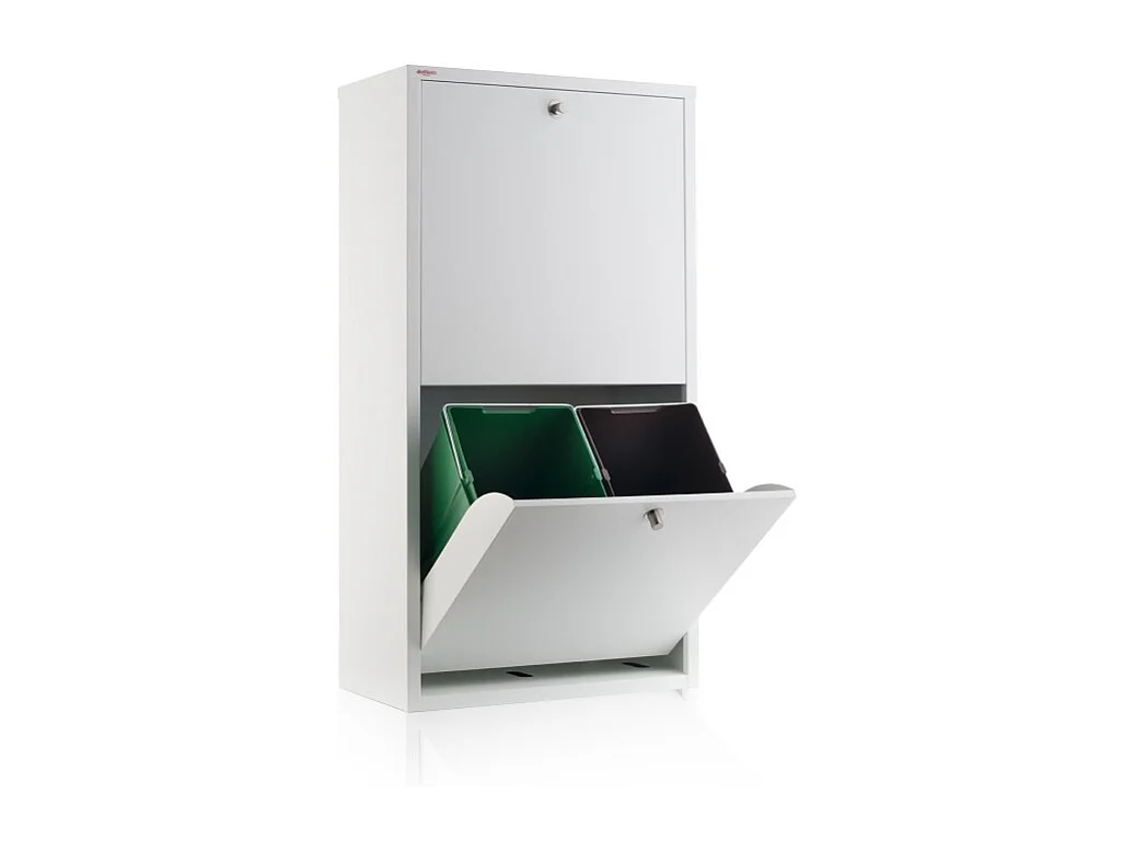 Küchenabfalleimer - Mülltrennungssystem mit 4 Fächern à 20 Litern - Maße: 51,7 cm (B) x 91,7 cm (H) x 27,3 cm (T) - Farbe: Weiß - EMI