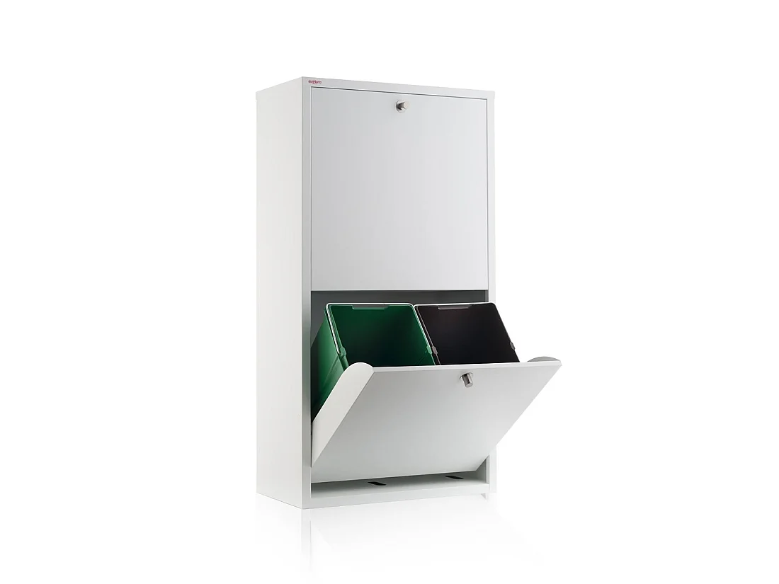 Cubo de basura para la cocina - Cubo de reciclaje - 4 compartimentos de 20L -51,7(ancho)x91,7(alto)x27,3(fondo) cm. - Blanco - EMI