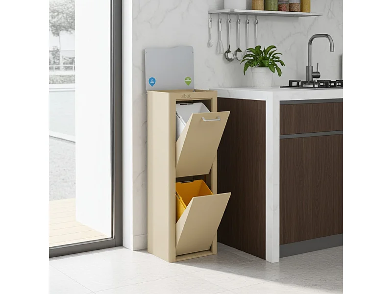 Pattumiera da cucina - Bidone per raccolta differenziata - 2 scomparti da 20L - CUBEK