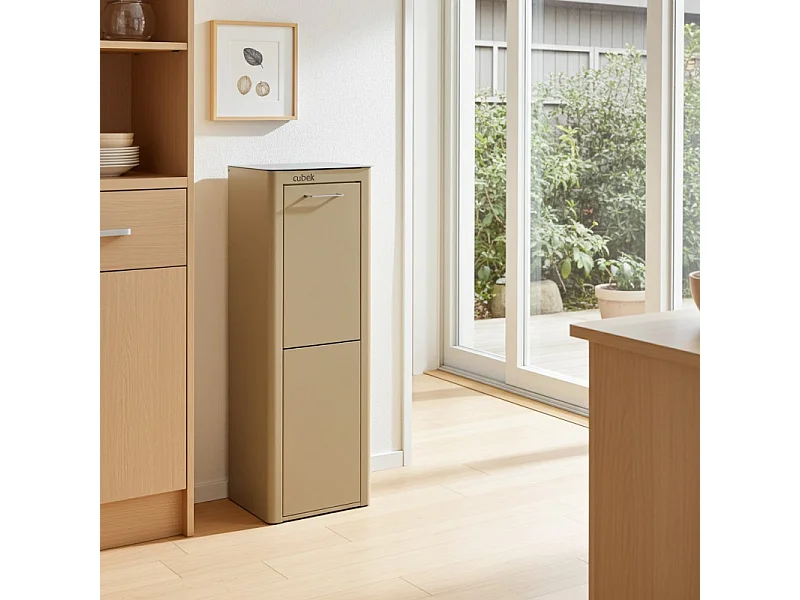 Poubelle cuisine de tri sélectif - 2 compartiments de 20L- CUBEK