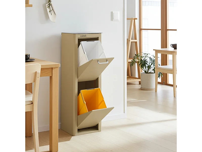 Poubelle cuisine de tri sélectif - 2 compartiments de 20L- CUBEK