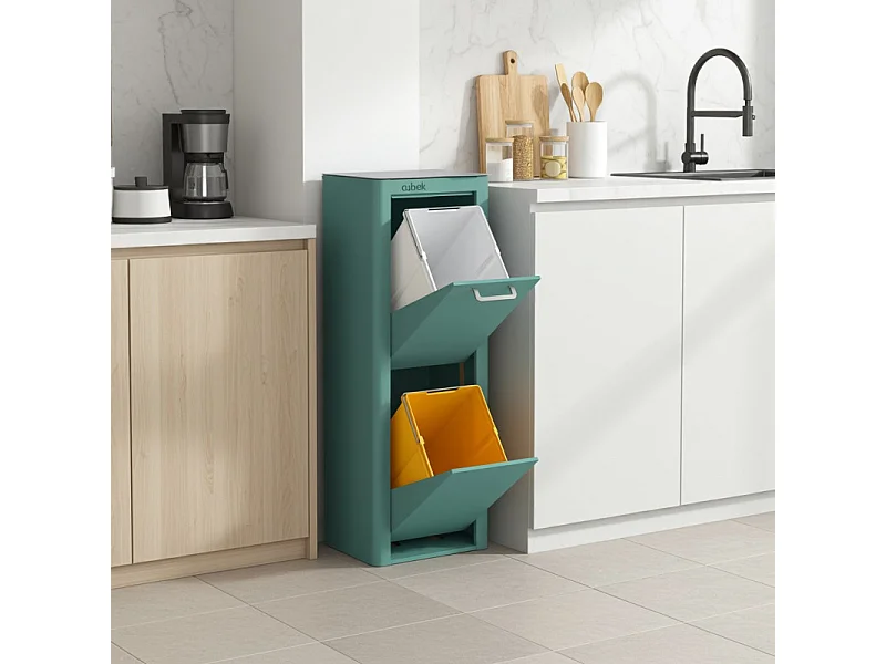 Cubo de basura para la cocina - Cubo de reciclaje - 2 compartimentos de 20L - CUBEK