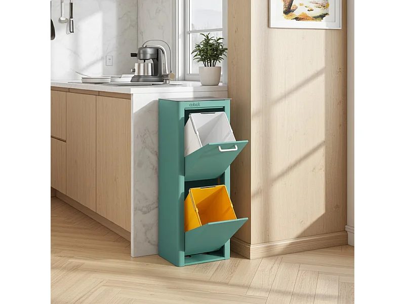 Pattumiera da cucina - Bidone per raccolta differenziata - 2 scomparti da 20L - CUBEK