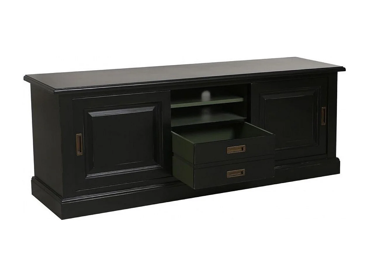 Meuble tv avec rangements MDF Noir - Rhode Island Interior's
