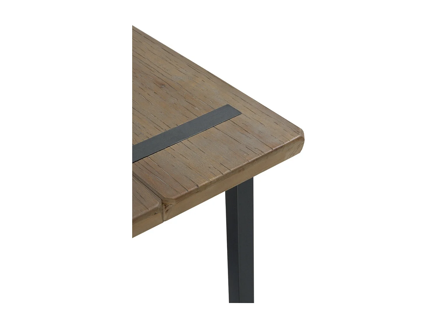 Banco metálico pequeno con asiento de madera