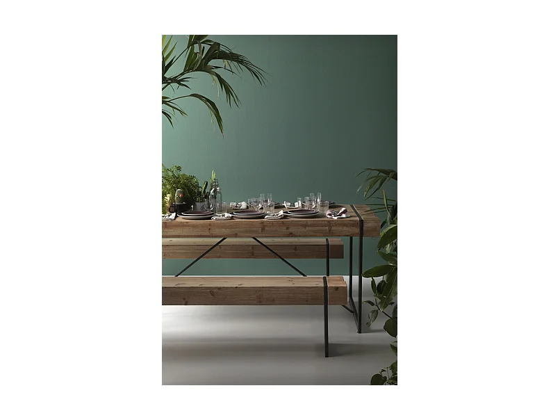 Banc en bois avec pieds en métal