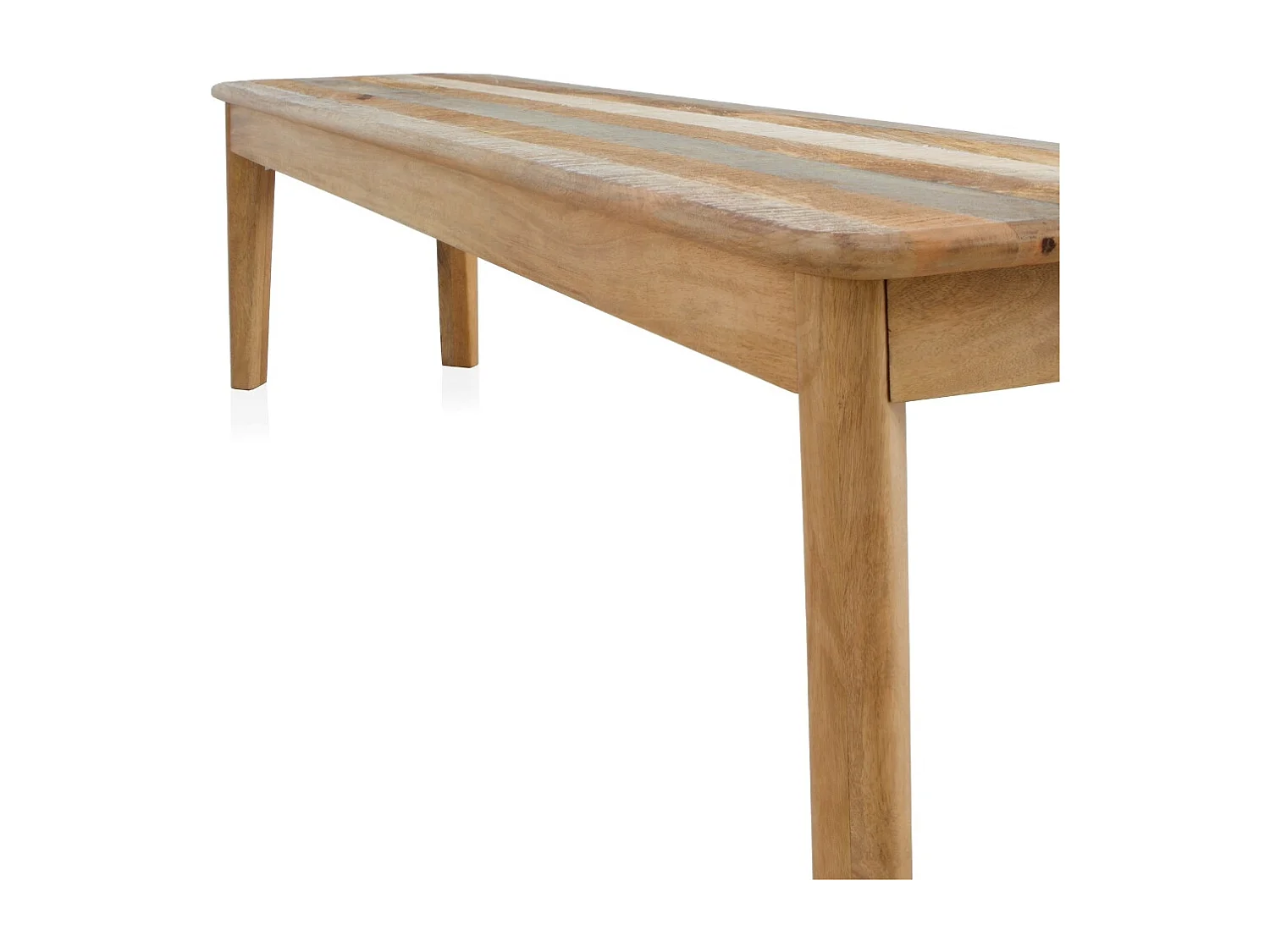 Panca in legno massiccio con gambe in legno di mango anticato